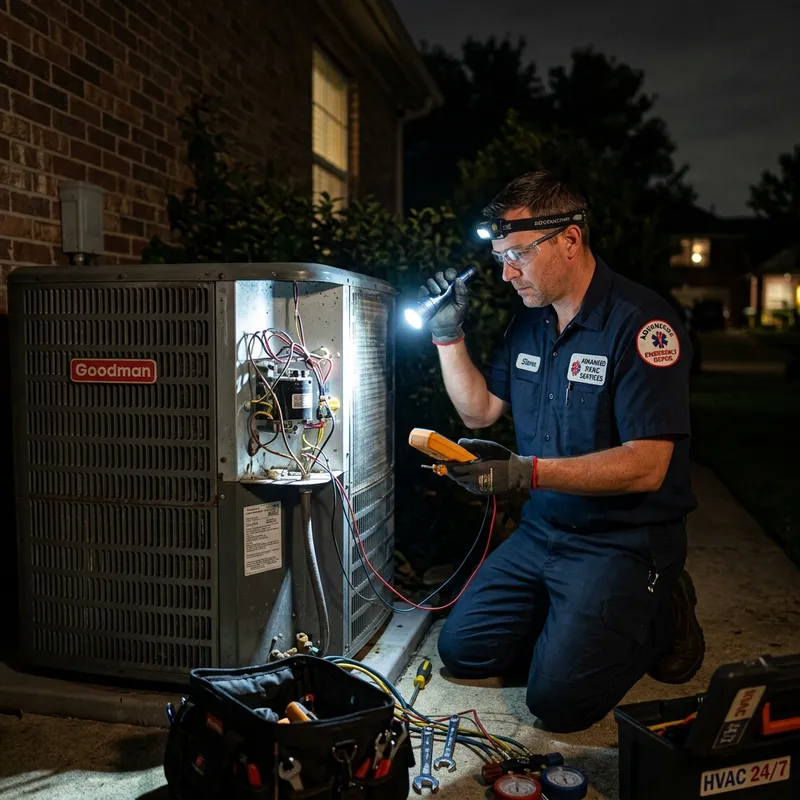 Emergency HVAC Technician at Night